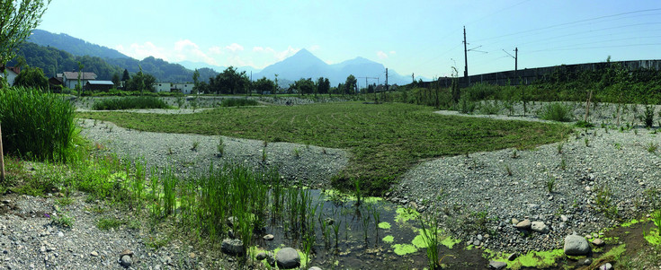 Rückhaltebecken "Gerbergraben" zum Hochwasserschutz in der Stadt Dornbirn