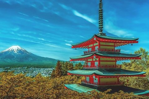 japan mount fuji and temple Bild von Walkerssk auf Pixabay 