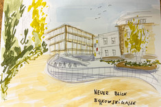 Abbildung hangezeichneter Gestaltungsvorschlag für den BOKU Campus