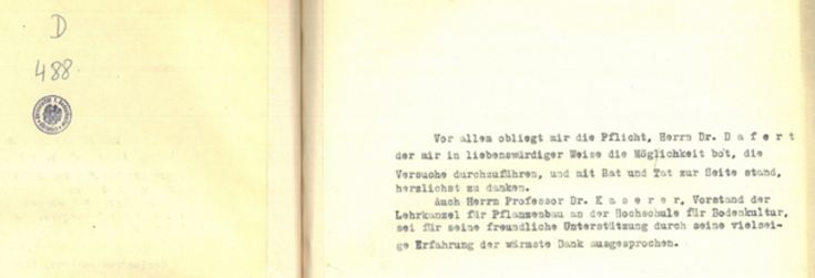 Vorwort der Dissertation von Ilse Wallentin, 1924