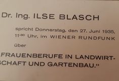 Ankündigung des Wiener Rundfunks: Dr. Ilse Blasch über Frauenberufe in Landwirtschaft und Gartenbau, 27. Juni 1935 1935