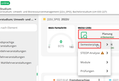 Aufruf des Semesterplans