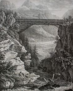 Wood transport in the Alps (1829), engraving by Ludwig von Martens
