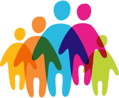 Abstrakte bunte Schemen von Menschen