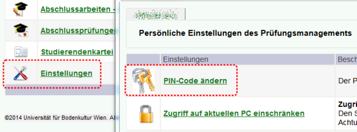 Link Einstellungen, dann Link Pin-Code ändern