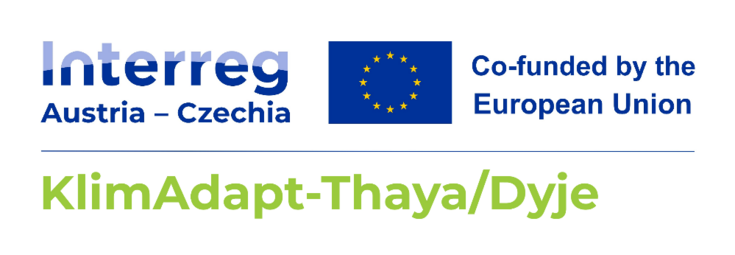 Projektlogo KlimAdapt Logo des bilateralen Forschungsprojekts KlimAdat-Thaya, gefördert von Interreg Österreich-Tschechien