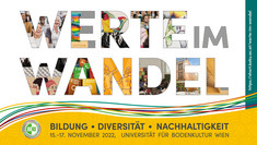 Sujet für die Bewerbung der Veranstaltungsreihe "Werte im Wandel - Bildung, Diversität, Nachhaltigkeit "