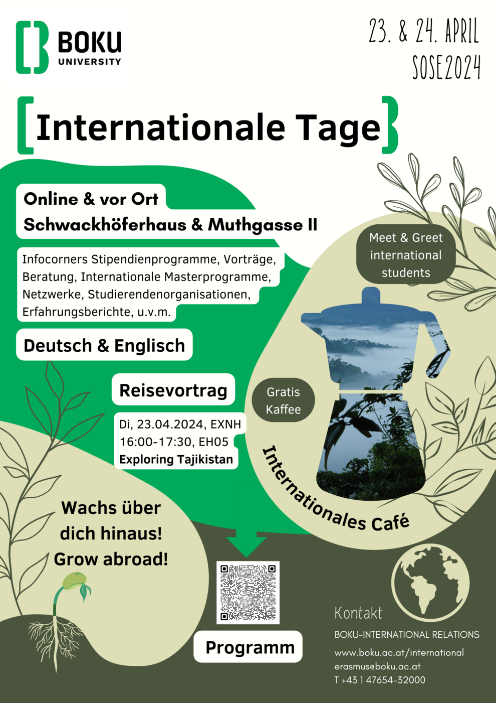 Poster zur Ankündigung der Internationalen Tage und des Internationalen Cafés
