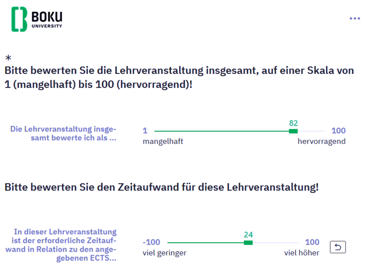 Screenshot of 2026/27 course evaluation