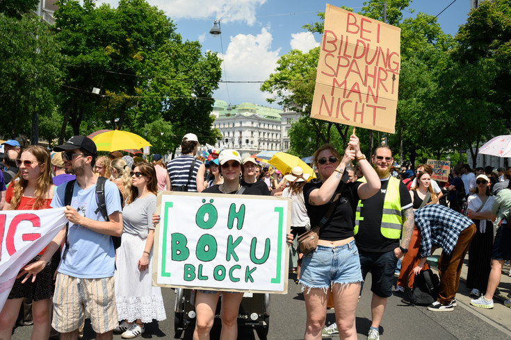 Die ÖH BOKU repräsentierte die unzähligen Studierenden, die von den geplanten Budgetkürzungen an der BOKU betroffen sein werden. (©BOKU/Peter Zeschitz)