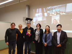 Foto vor Disputation von Shun Su. Von links nach rechts: Reinhard Hössinger, Yuliane Stark. Shun Su, Astrid Gühnemann, Petra Riefler, Yusak Susilo