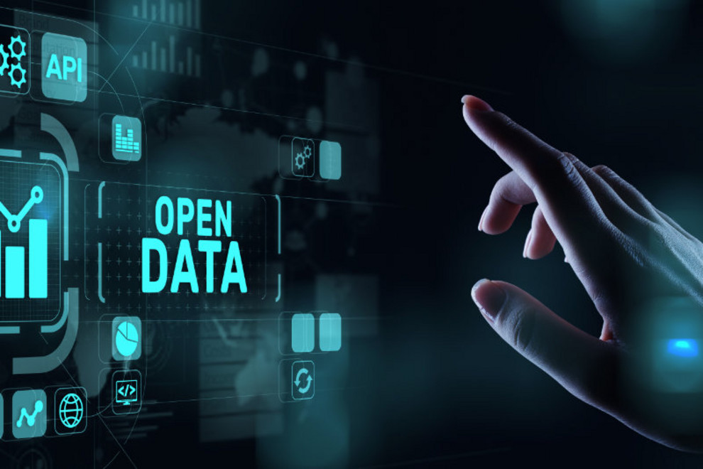 Open data database integration api internet technology concept.