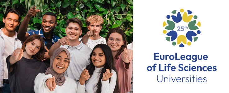 ELLS students pointing + 25 years ELLS Logo