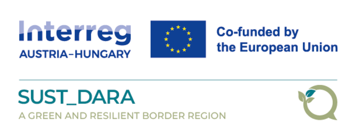 Logo des bilateralen Forschungsprojekts SUST_DARA, gefördert von Interreg Österreich-Ungarn