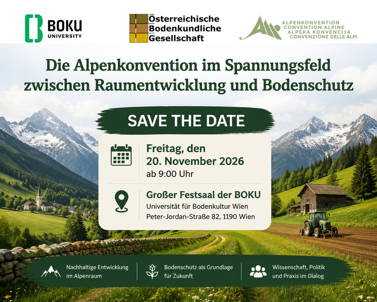 Save the Date: Tagung Alpenkonvention, Raumentwicklung, Bodenschutz