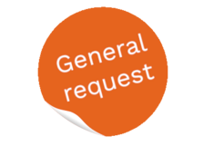 Orangener, runder Button mit dem Text "Generelle Anfrage"