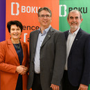 Von links: Rektorin Eva Schulev-Steindl, der designierte VR für Forschung und Innovation Christoph Pfeifer und Uniratsvorsitzender Josef Plank (Foto: BOKU Medienstelle/Peter Zeschitz)