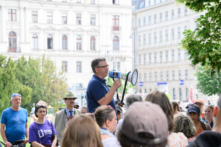 Christoph Pfeifer, Vizerektor für Forschung und Innovation, betonte in seiner Rede, dass man die großen Herausforderungen unserer Zeit nur mithilfe der Wissenschaft bewältigen kann. (@BOKU/Peter Zeschitz)
