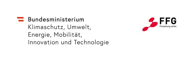 Logos: Bundesministerium für Klimaschutz, Umwelt, Energie, Mobilität, Innovation und Technologie (BMK)  und FFG