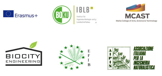 Logos: Erasmus+, BOKU-IBLB, MCAST, Biocity Engineering, EFIB, AIPIN
