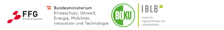 Logos: FFG, Bundesministerium, BOKU-Ingenieurbiologie und Landschaftsbau
