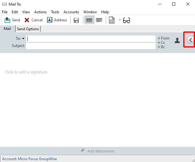 Screenshot GroupWise - create new mail